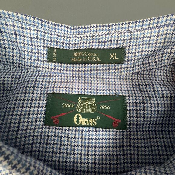 Orvis Vintage 90s XL Houndstooth Shirt USA Made - Picture 5 of 7